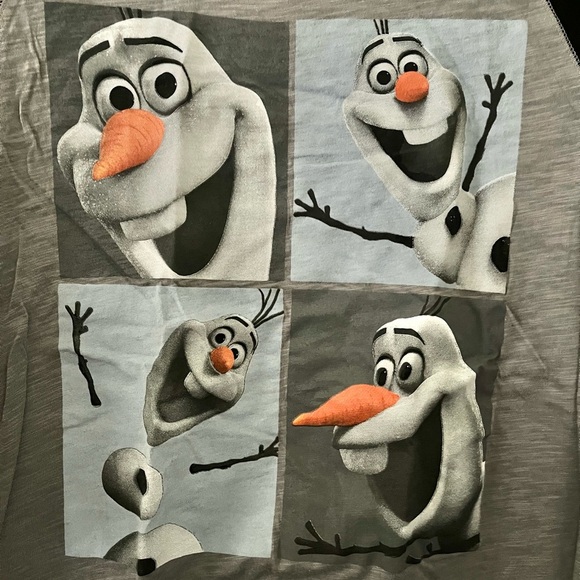 Disney Frozen Juniors Graphic Olaf Faces 3/4 Sleeve Raglan T-Shirt - Picture 3 of 6